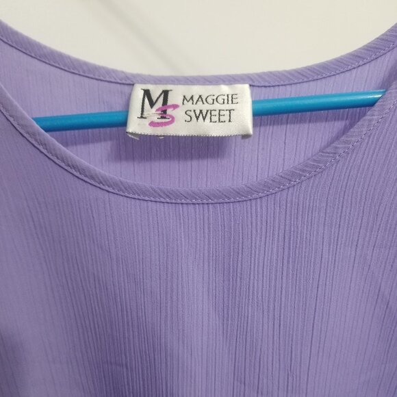 Maggie Sweet Tops - lovely textured purple tank top, polyester